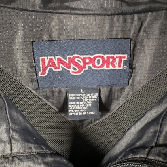Vintage Jansport Men's Black Lightweight Hooded Anorak Jacket Size L Y2K - Picture 3 of 10